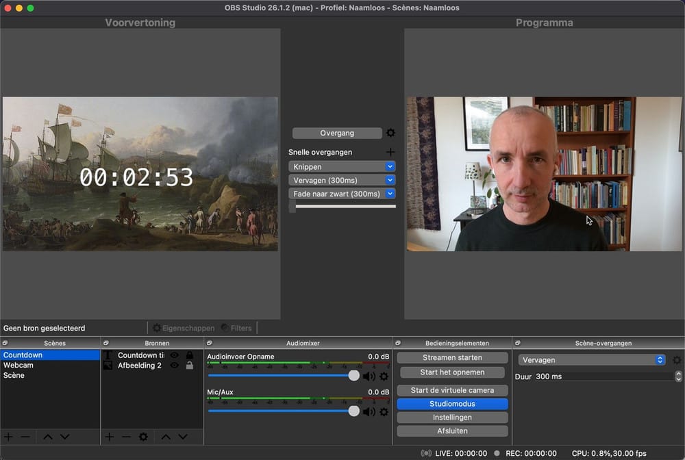 Open Source Uitzending (OBS). Live video mixen en streamen.