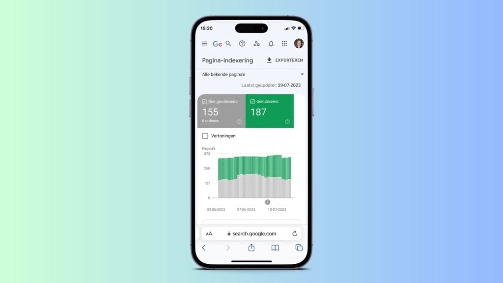 Google Search Console GSC op mobiel