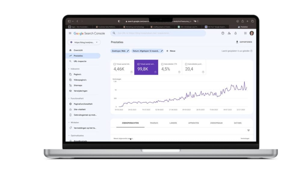 Google Search Console voorbeeld